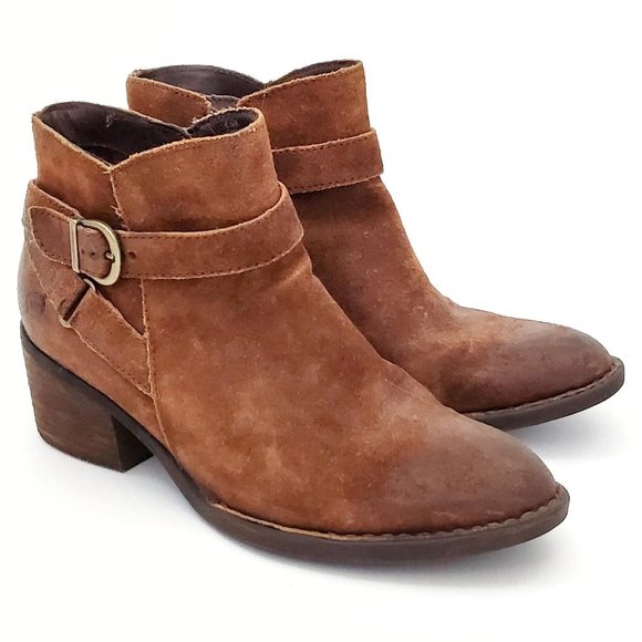 BORN Binghamton Tobacco Distressed Suede Booties F03726 | Ankle Boots in Rust - Picture 2 of 9